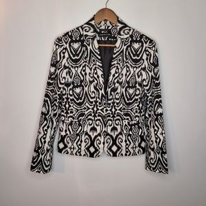 Jones New York | Black & White Ikat Print Blazer – Tailored Statement Jacket